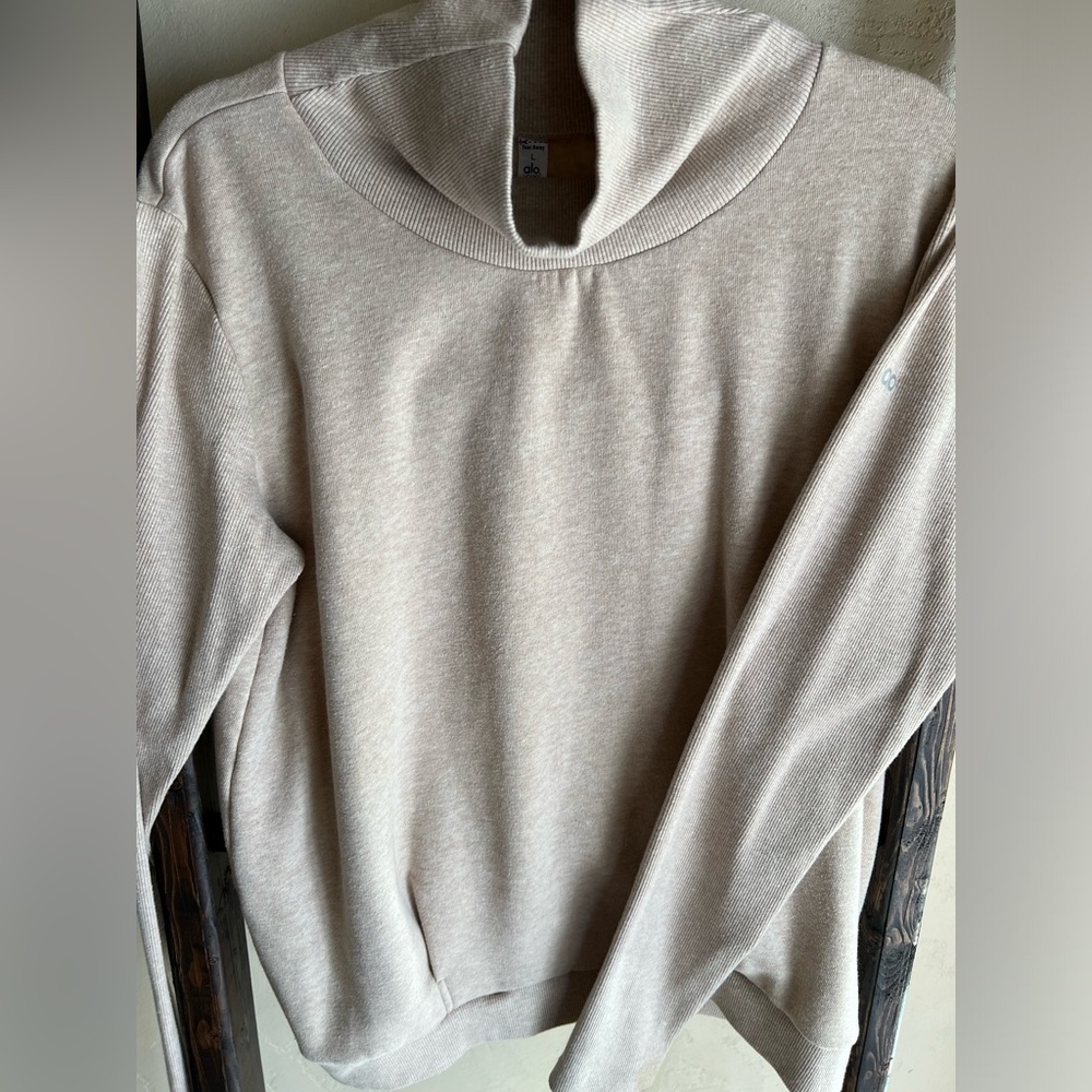 Light Beige Women's Funnel Neck Pullover Top
